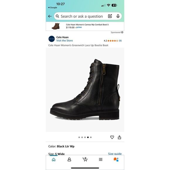 Cole Haan Women's Greenwich Lace Up combat Bootie - Picture 9 of 10